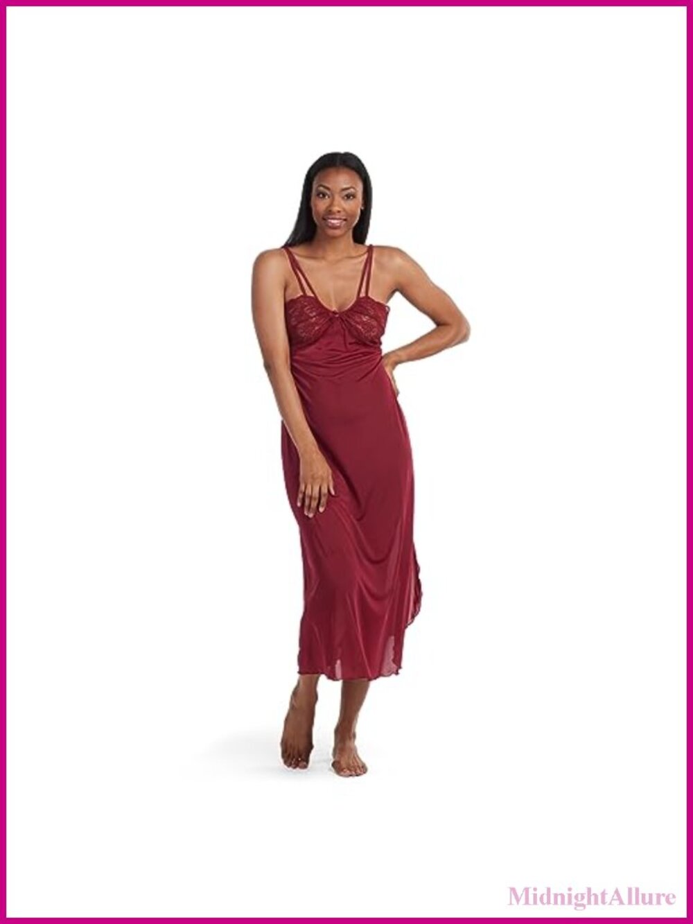 Vintage Sheer Lace Nightgown Adjustable Straps Sleepwear